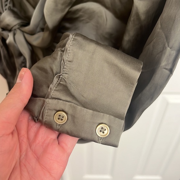 Aritzia Sage Green Tie Front Top Silk Wilfred - Picture 6 of 8